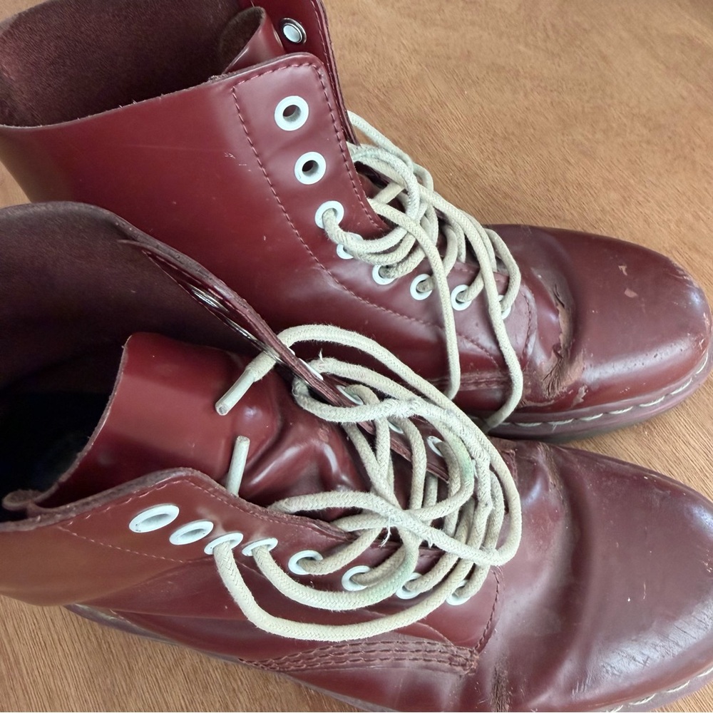 Docs Dr Martens Pascal Cherry Red Oxblood Burgundy Lace-Up Combat Boots Sz 10.5 - Picture 3 of 16